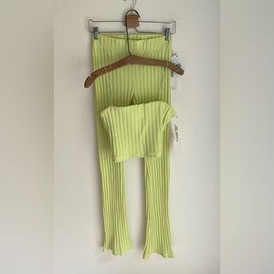 NWT Good American Wide Rib Pant Set in Key Lime